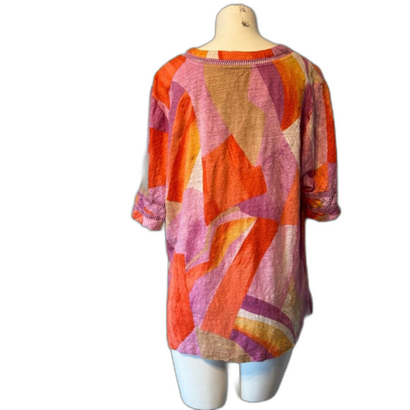 Chico's Multicolor Orange Pink Purple Abstract Blouse Top 3 16 XL - Picture 5 of 9
